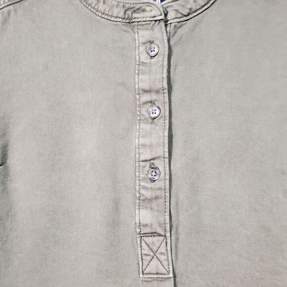 Gap Dress Womens Small Petite Green Utility Popover Henley Neck Button Front - Picture 6 of 9